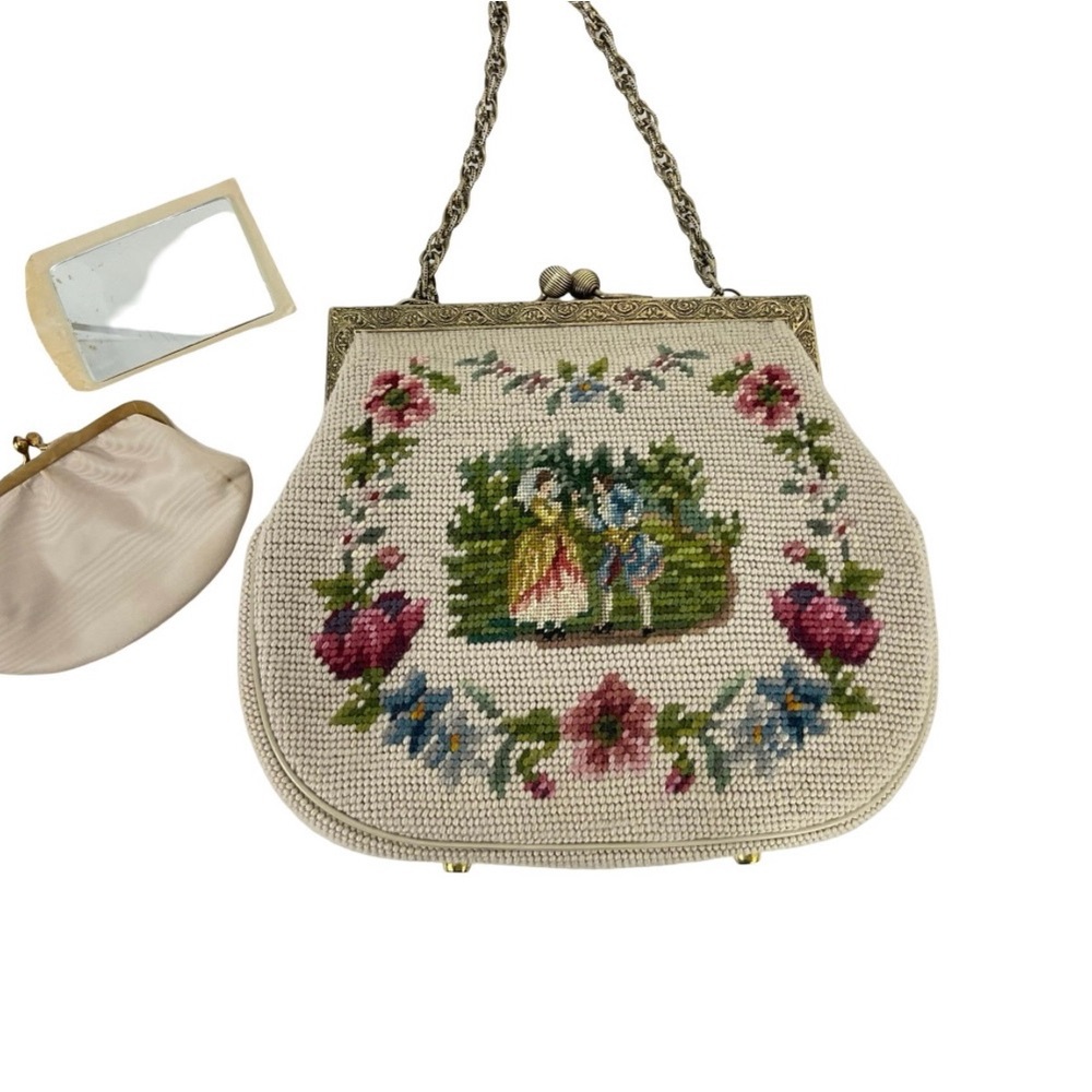 Vintage Christine Of Detroit Wool Needlepoint purse